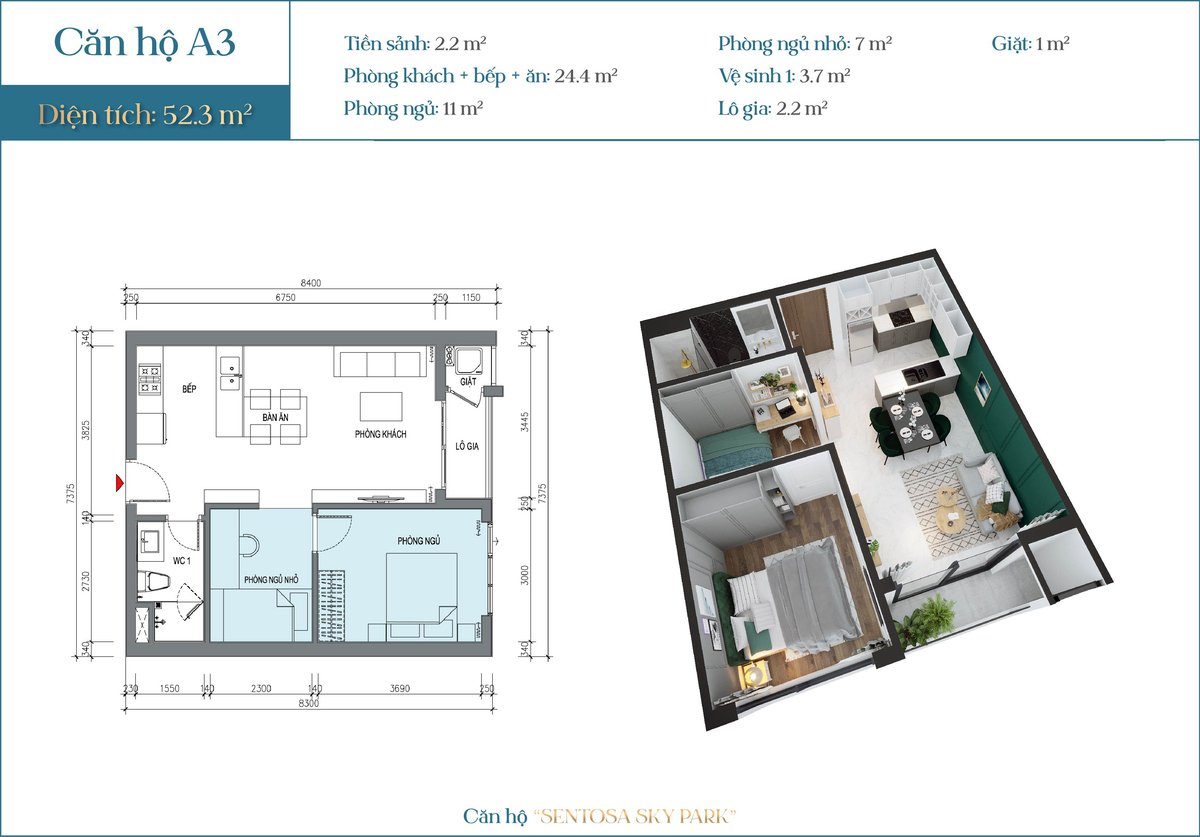 căn hộ 1.5P Sentosa sky park Hải phòng