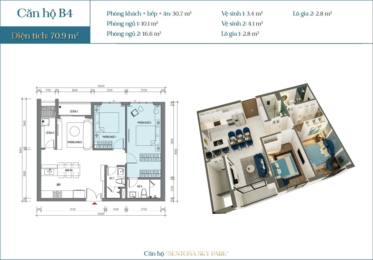 căn hộ 2P Sentosa sky park hải phòng
