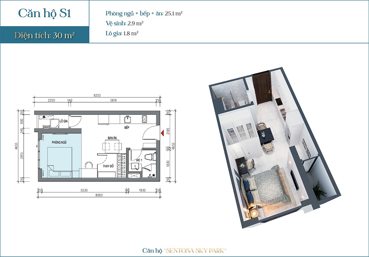 căn hộ Studio S1 Sentosa Sky Park hải Phòng