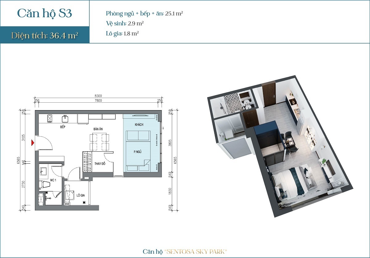 căn hộ studio Sentosa sky park hải phòng